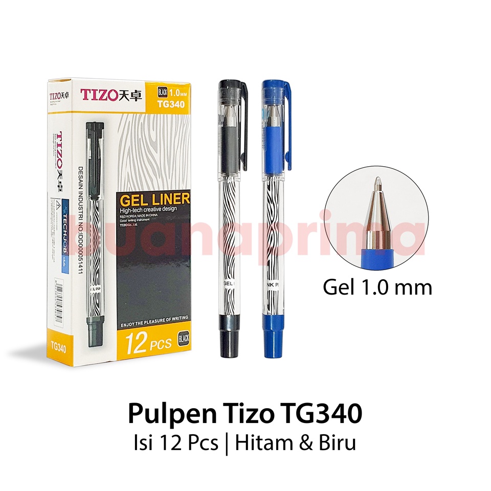 

Pulpen Gel Tizo TG 34 1 mm isi 12 Tanda Tangan Hitam Pen Ball Poin Bolpen n J4Z2