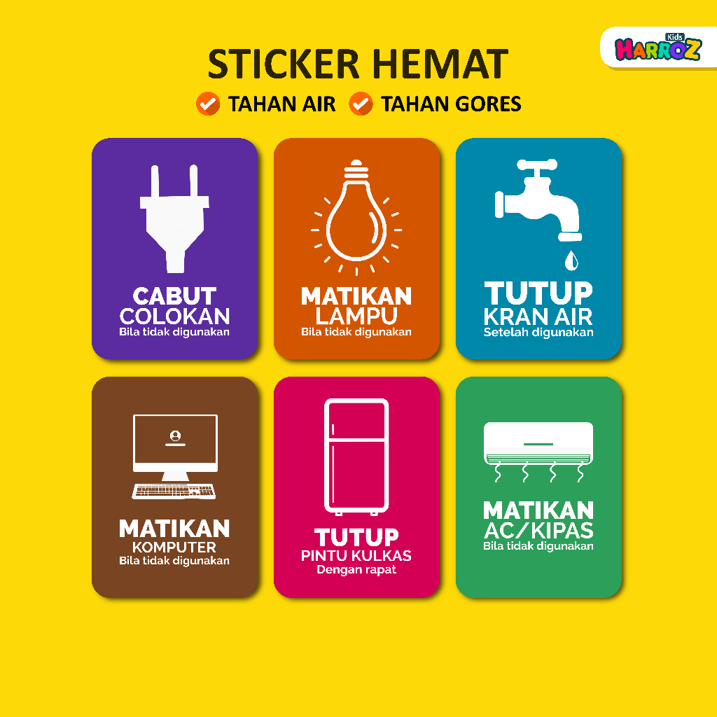 

Sticker Hemat Energi Sticker Hemat Air Sticker Matikan Lampu Sticker Cabut Colokan Listrik Waterproof