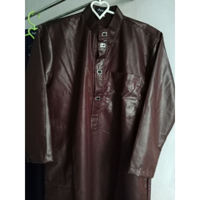Gamis/Jubah anak laki laki motif polos kancing snap import