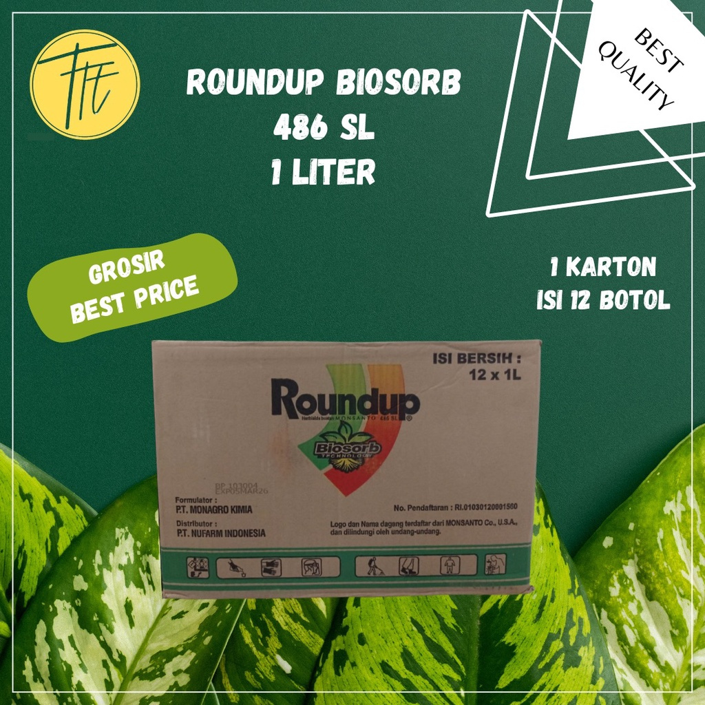 Roundup 1 Liter 1 Dus 12 Botol Harga Grosir Murah Roundup 486SL Herbisida Tanaman Kemasan 1 Liter