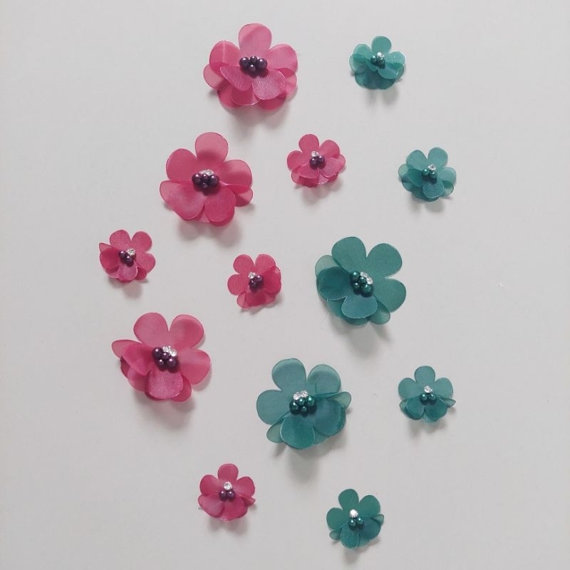 Orchid Organza Flower / Aplikasi Bunga Organza 3D / Bunga Kebaya Brukat Selendang / Bunga Kain / Bun