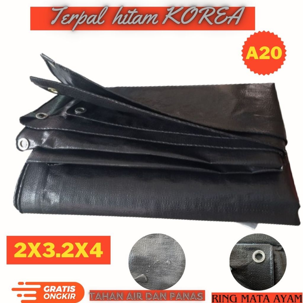 terpal tenda a12 dan a20 hitam hitam korea ukuran 2x3 untuk tenda truck waterproff serbaguna