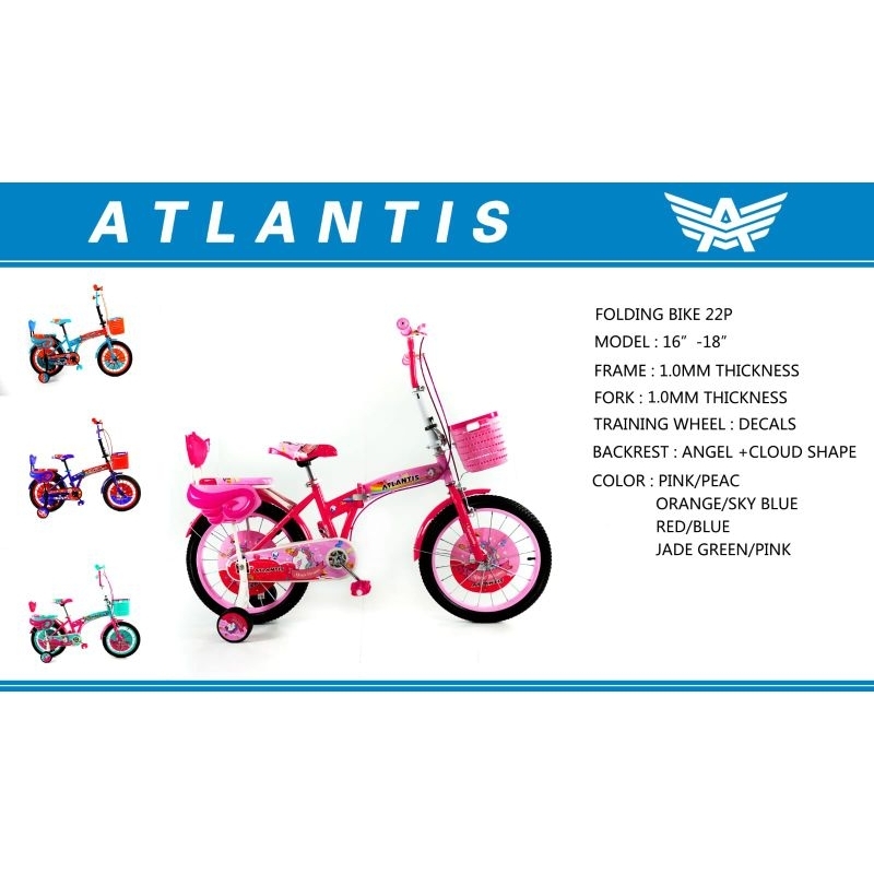 Sepeda Anak Sepeda Lipat Atlantis Venus 16 inch 1 Speed Besi