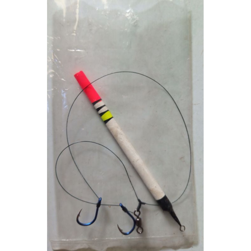 Rakitan pancing ikan mas . rangkaian pancing ikan mas, kail cabang 2 + Pelampung