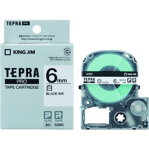 

KING JIM Tepra PRO Tape Cartridge 6mm x 8m White Label/Black Text SS6K