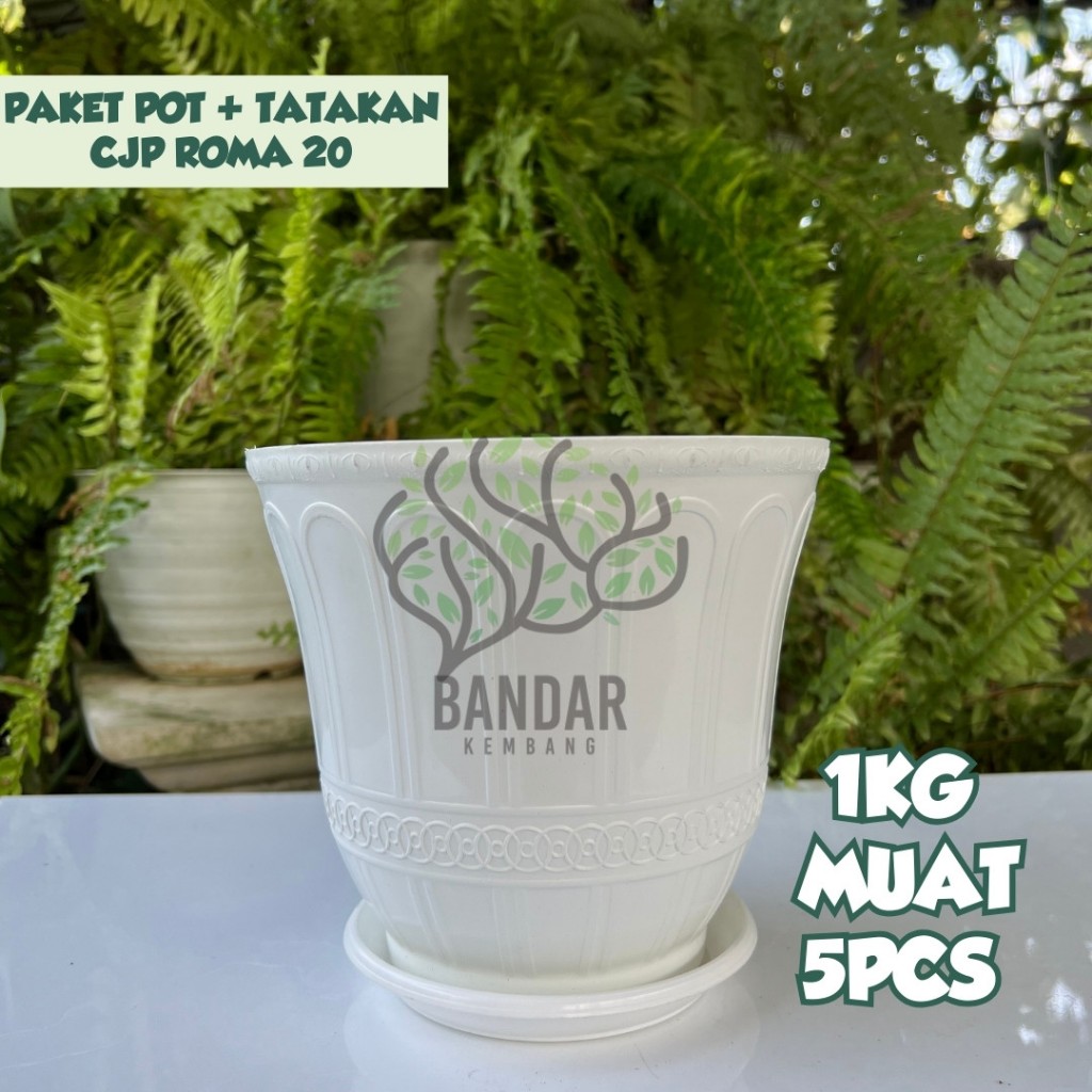Pot CJP Roma 20 Include Tatakan 17 Elegant Motif Romawi Unik Bahan Tebal