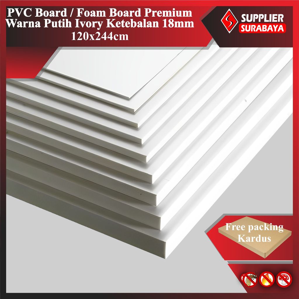 PVC Board / Foam Board 18mm Premium Warna Ivory (Putih Tulang) 122x244cm
