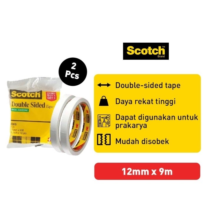 

Double Tape 3M Scotch Double Side Tape 200S size 12mm x 9M