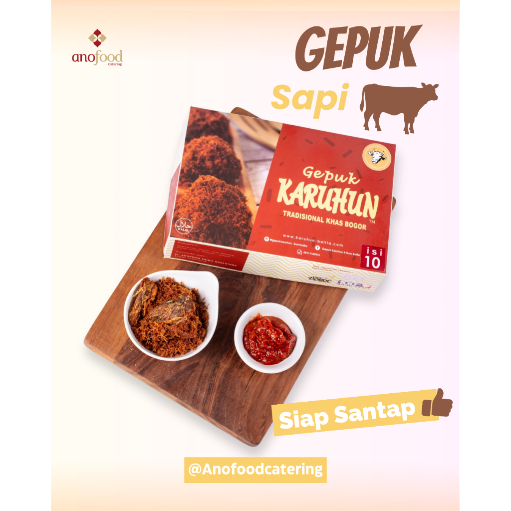 

Gepuk Karuhun Sapi Lauk Kering Siap Makan Oleh-oleh khas Bogor by Anofood