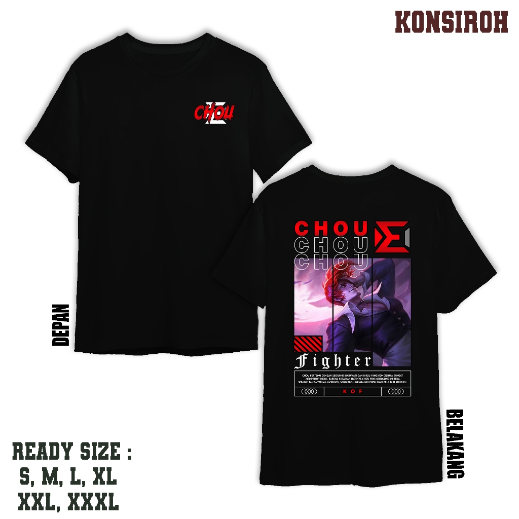KAOS DEWASA - MOBILE LEGEND CHOU KOF - KAOS CHOU FIGHTERS  - KAOS PREMIUM DEWASA - BAJU UNTUK PRIA D