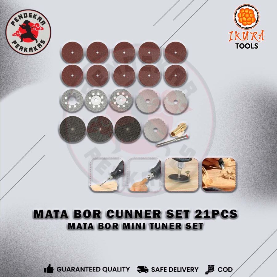 Ikura Mata Bor Cunner Mini Cutting Tunner Die Mini Grinder Set 21 Pcs  - Aksesories Mata Tuner Bor M