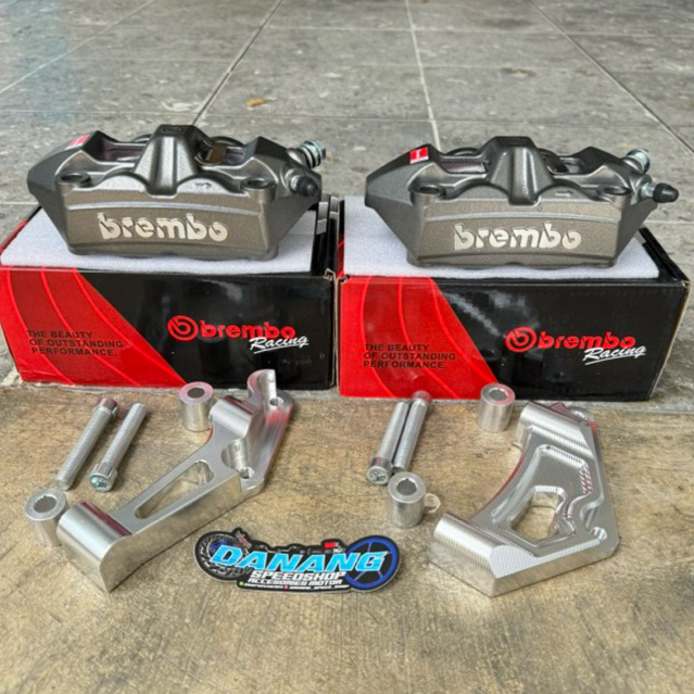 Kaliper Bembo M7 4Piston Set Breket CNC 300mm & 320mm Ninja Megapro Tiger CB150R Old