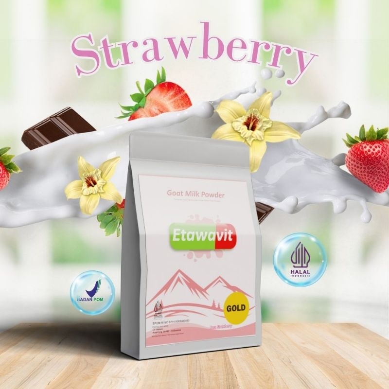 

SUSU KAMBING ETAWAVIT GOLD,, VARIAN STRAWBERRY 200 GR,, ENAK TIDAK PRENGUS