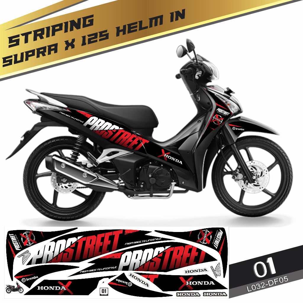 Stiker striping Decal Honda Supra X 125 Helm In 2012-2013 Semifullbody Variasi DF05