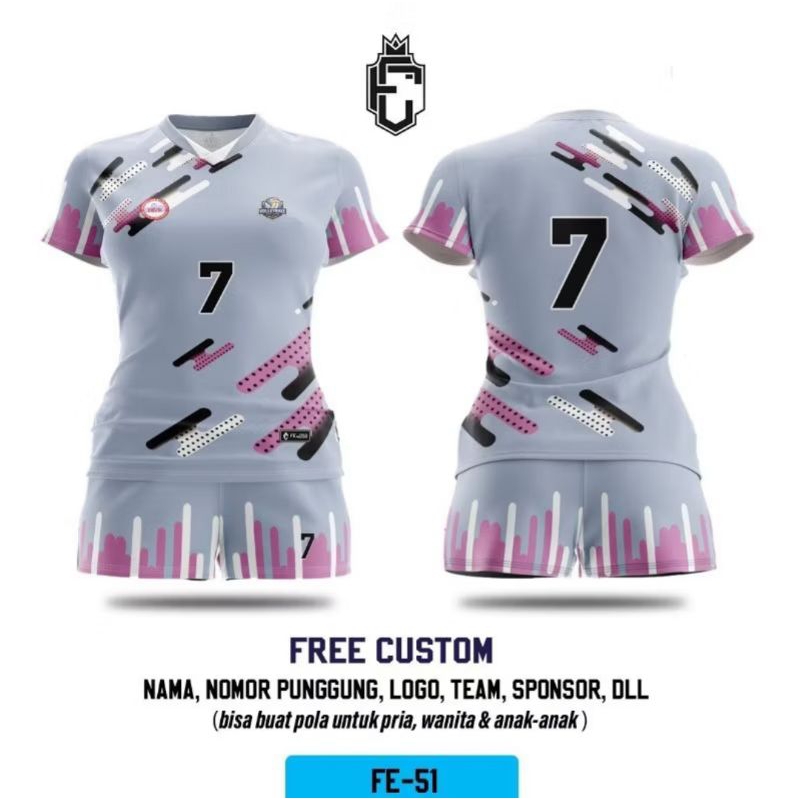 Jersey Voli Cewek Custom Fullprint