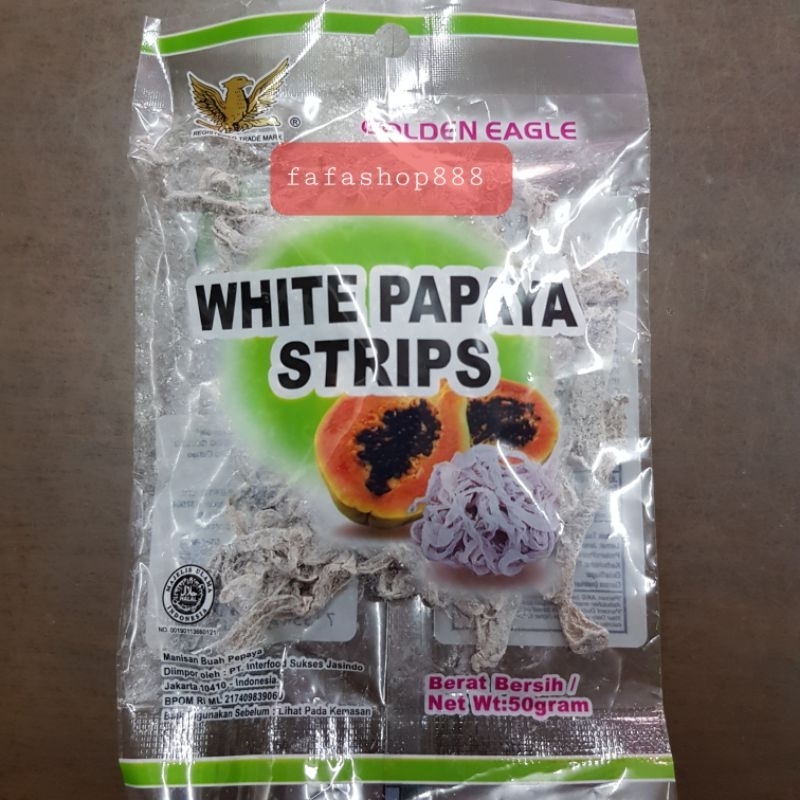 

Manisan White Papaya Strips (buah pepaya) Golden Eagle 50gr