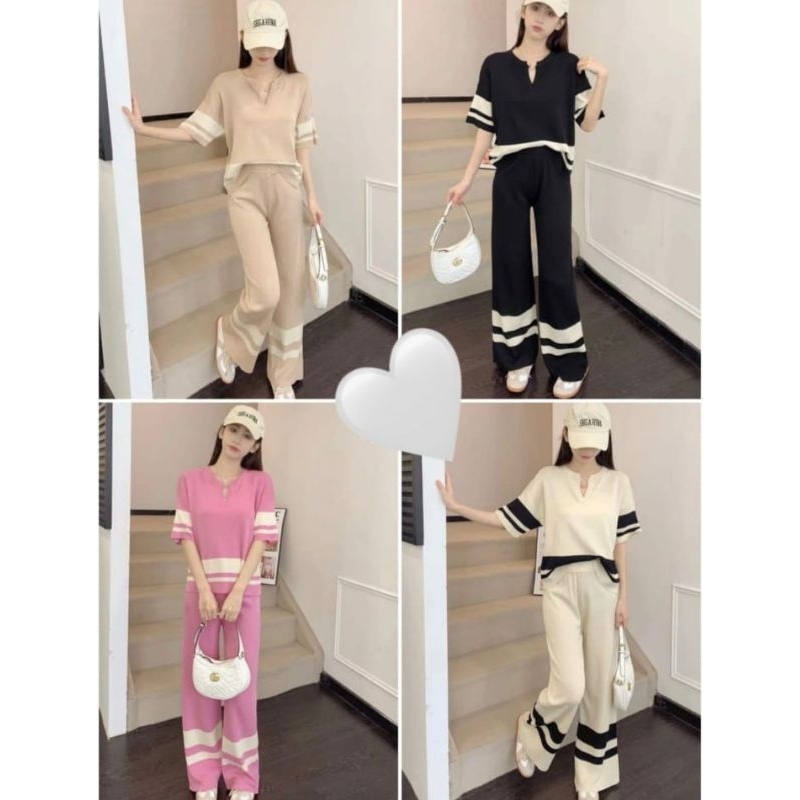 Setelan set rajut celana panjang import