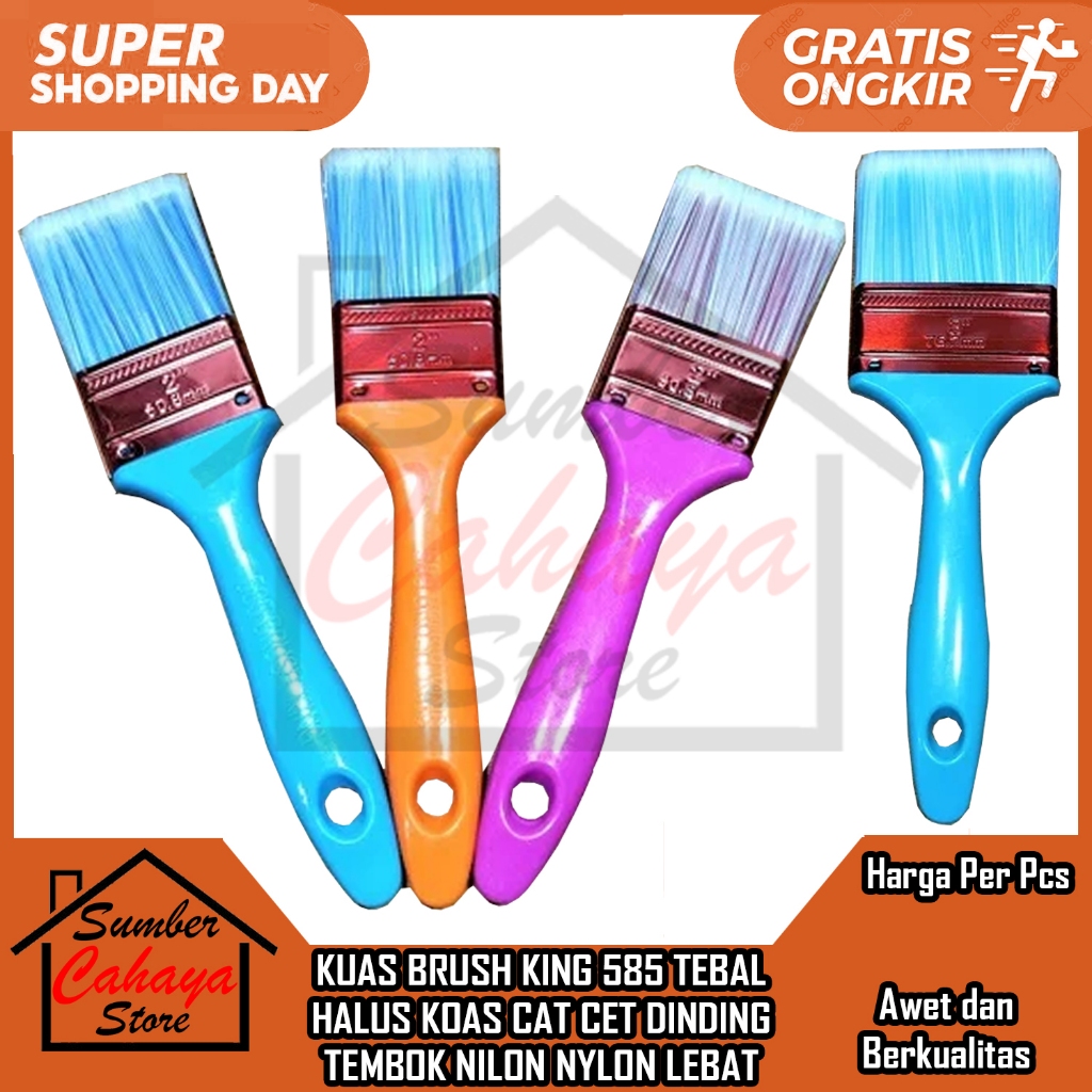 Kuas Cat Brush King 585 Ukuran 1 1 ½ 2 2 ½ 4 In Inchi Inci Inch Koas Alat Cet Tebal Nylon Serbaguna 