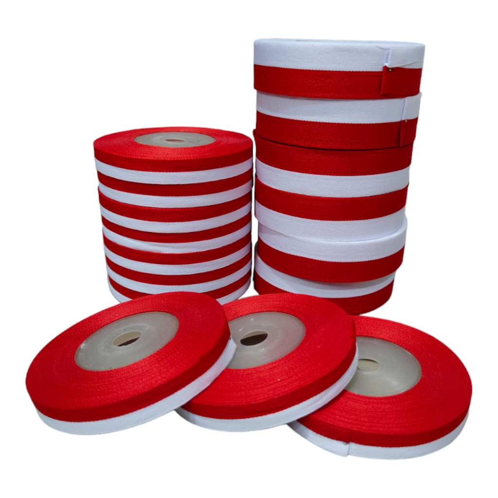 

Pita Bendera / Pita Merah Putih 1/2", 1" / Pita Kain 17 Agustus Kemerdekaan 1 Roll Agustusan (1,25 cm dan 2,5 cm)