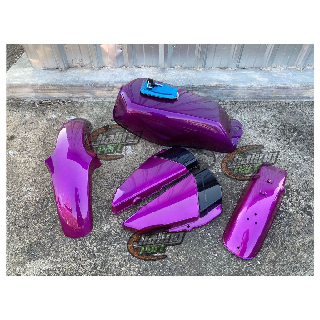 paket cover tengki yamaha rx king ungu tangki rx king set bok aki king set spakbor depan rx king set