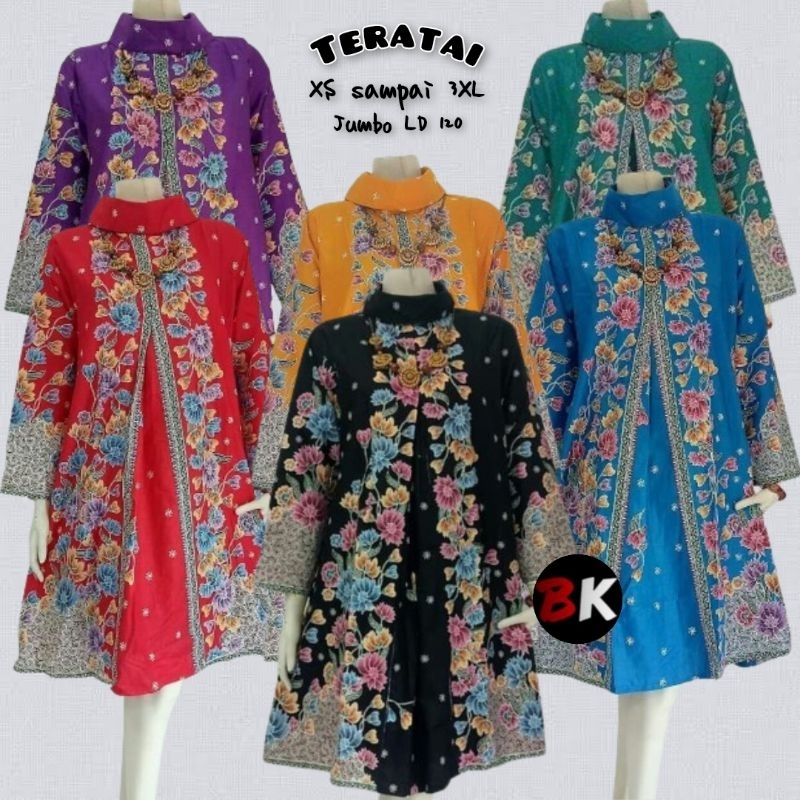Tunik Batik Melati - Tunik Batik XXXL Jumbo LD 120 Atasan Batik Wanita