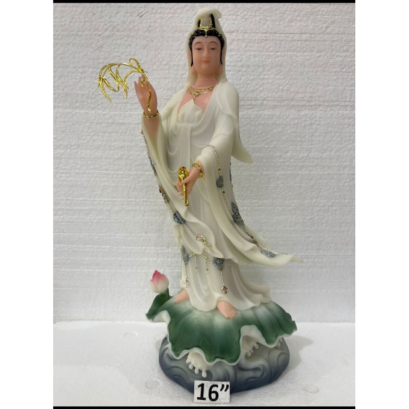 patung dewi kwan im/ kwan in - Guan yin - berdiri -marmer - 16inch