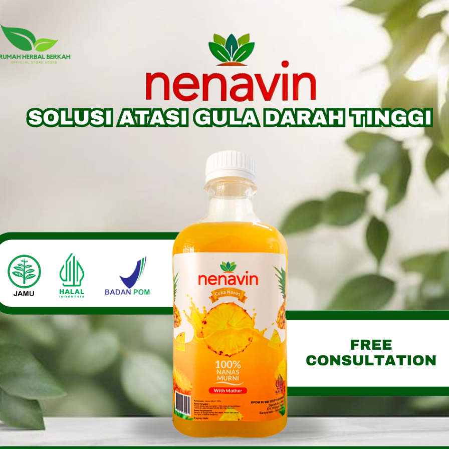 

NENAVIN - Cuka Nanas Herbal Bantu Mengatasi Diabetes, Menurunkan Gula Darah dan Kontrol Kolesterol Mengandung Inang Cuka/Mother dengan 100% Nanas Asli Dijamin Original