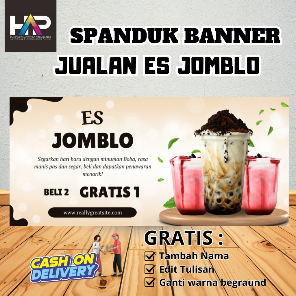 TERMURAH - SPANDUK JUALAN ES JOMBLO | BANNER JUALAN MINUMAN KEKINIAN