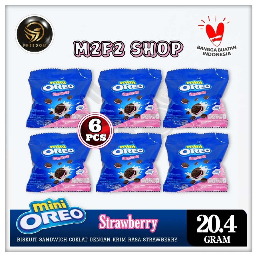 

Biskuit Oreo Mini Sandwich Strawberry Cream | Krim Stroberi - 20,4 gr (Kemasan 6 Pcs)