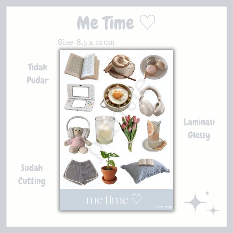 

[1 lbr] kisscut sticker sheet aesthetic deco tema me time