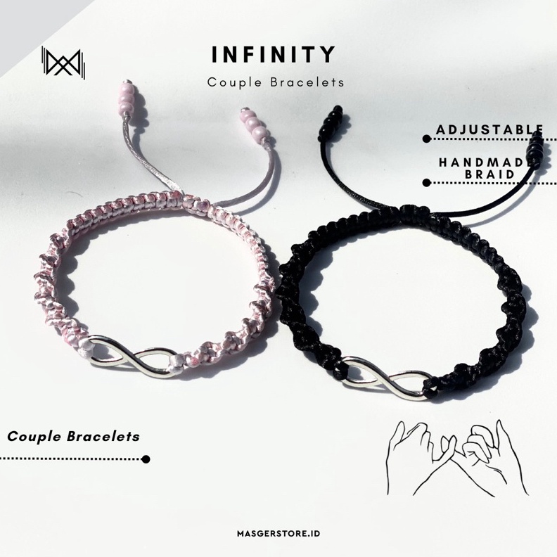 KODE R4R8 Infinity Couple Bracelets  2 Pcs Gelang Persahabatan Gelang Serut Infinity Gelang Couple