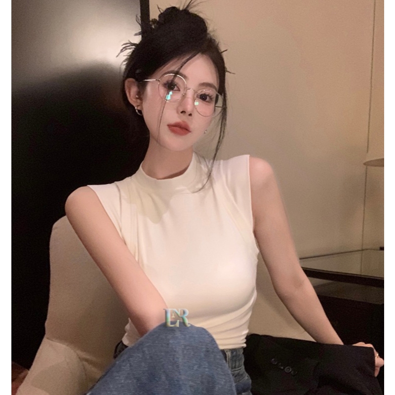LNR Shop Atasan Lengan Pendek Bahan Cotton Premium Lengan Pendek 2 Layer Kaos Crop Top Korean Style 
