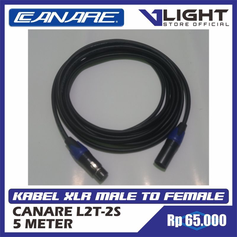 Kabel Mic Stereo XLR Canare L2T-2S Jack Tecson hitam 5 Meter