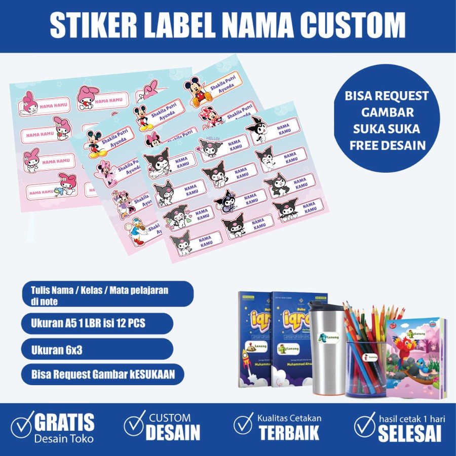 

STIKER NAMA UNTUK BUKU SEKOLAH DESAIN CUSTOM FREE DESAIN HARGA MURAH 1 HARI JADI