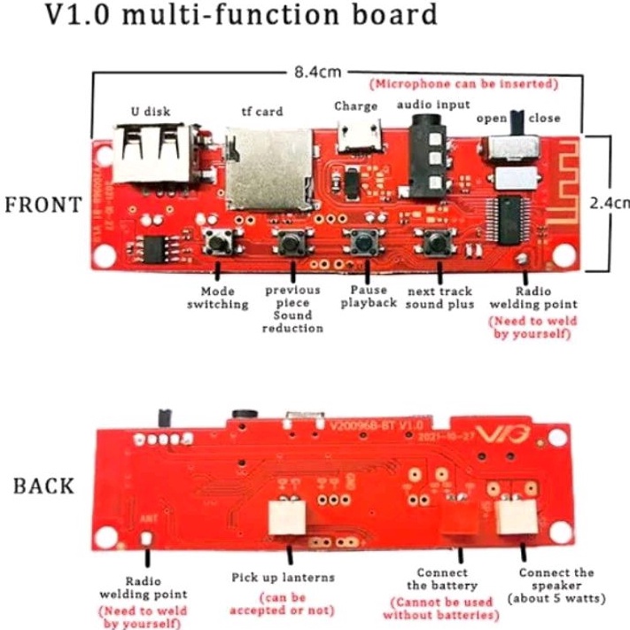 KODE U18E Modul music mp3 bluetooth aux usb memory card radio MEREK ROBOT kondisi BARU GRESS