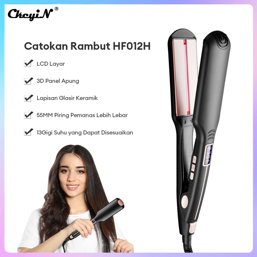 CkeyiN Catokan Rambut 50MM Hair Straightener Pelurus Tampilan Digital Keramik Catok Pelurus Rambut