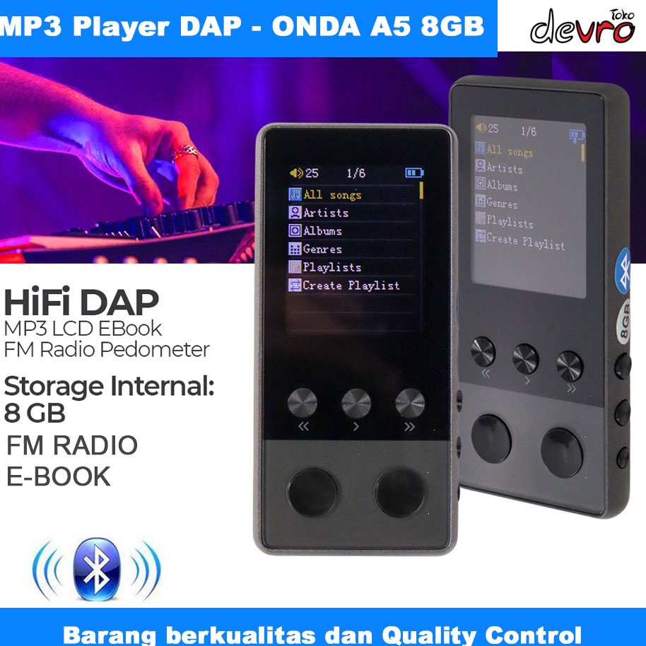 KODE O19H DAP MP3 Player Bluetooth HiFi LCD EBook FM Radio Pedometer  ONDA A5