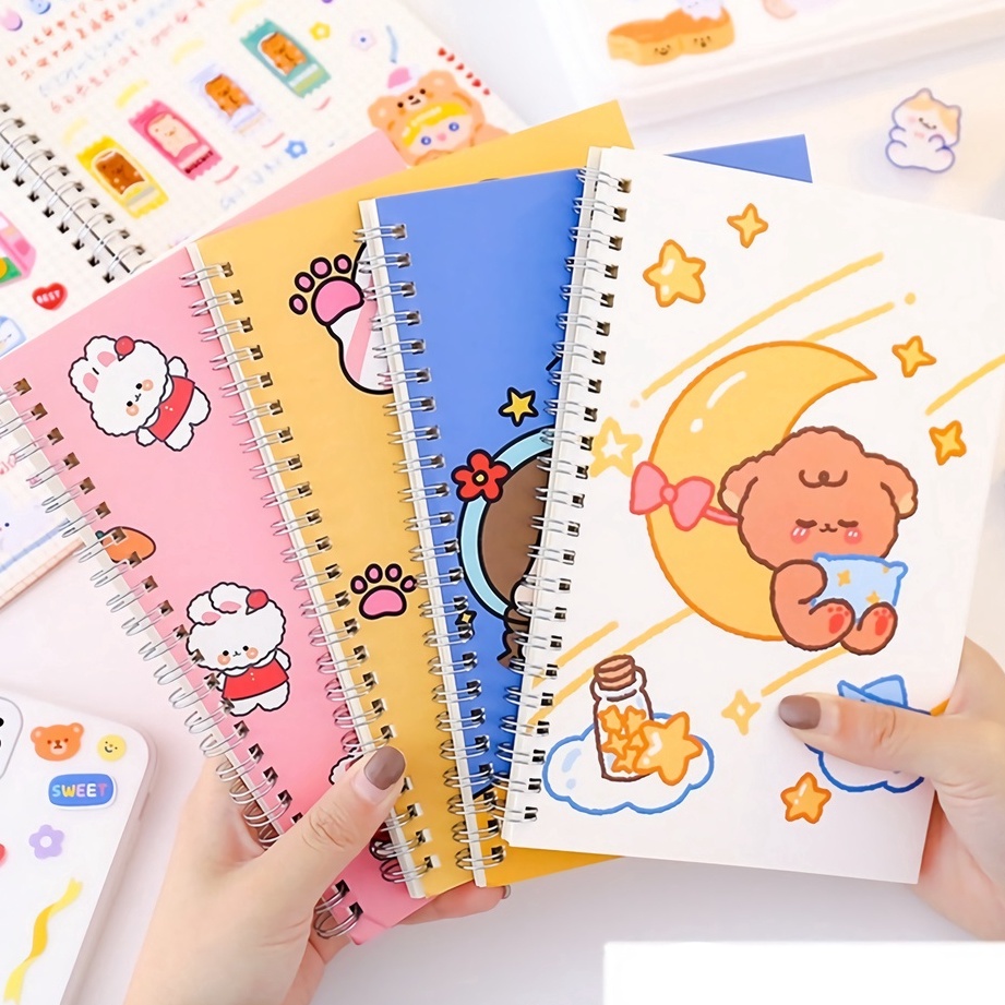 

CUCIGUDANG APEN Buku Catatan Notebook A5 Isi 6 Lembar Buku Diary Tulis Aesthetic Motif Kartun Gaya Retro Garis Spiral