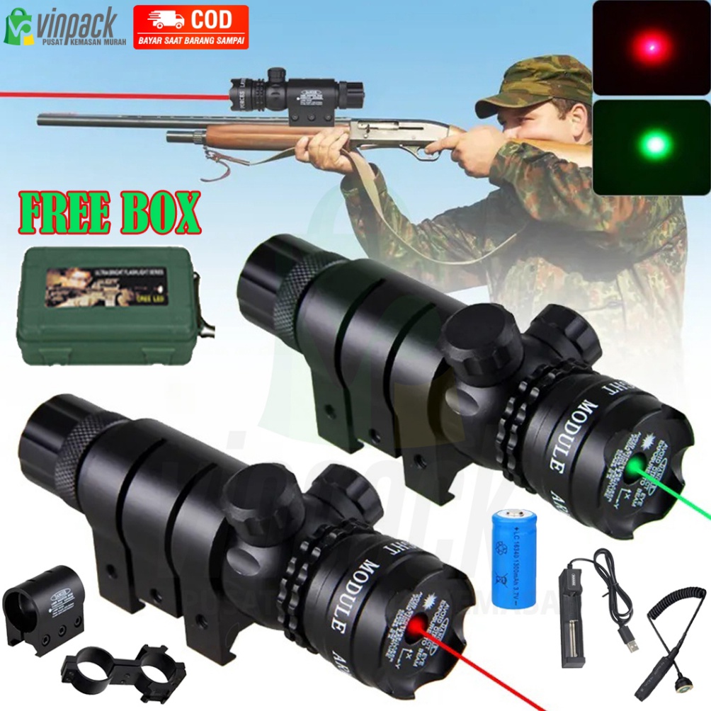 KODE C65Q Laser Senapan Nyala Hijau dan Merah Scope Siang Malam Fullset Laser Scope Pointer Berburu 