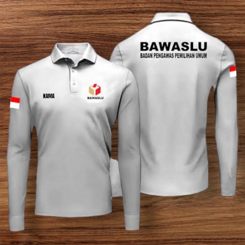 Kaos Krah BAWASLU baju Bawaslu Putih Lengan Panjang