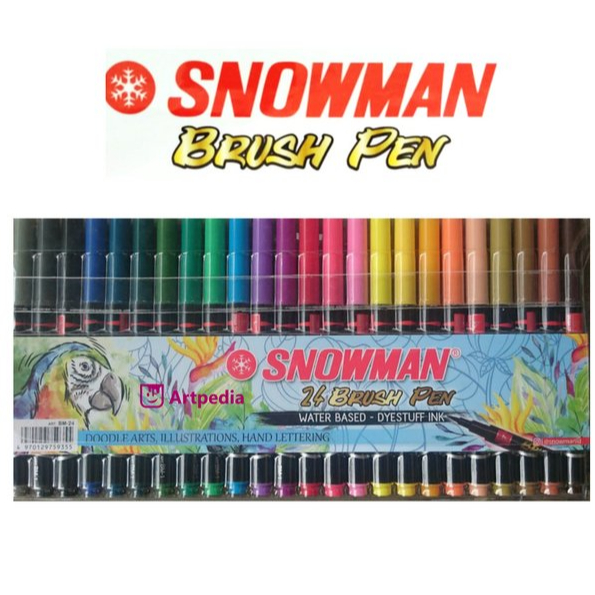 

SNOWMAN - Brush Pen Spidol Kaligrafi / Bolpen 24 Warna - Water Based BM24