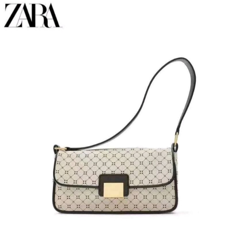 Tas Zara Original Embossed White Canvas / Tas Selempang Wanita