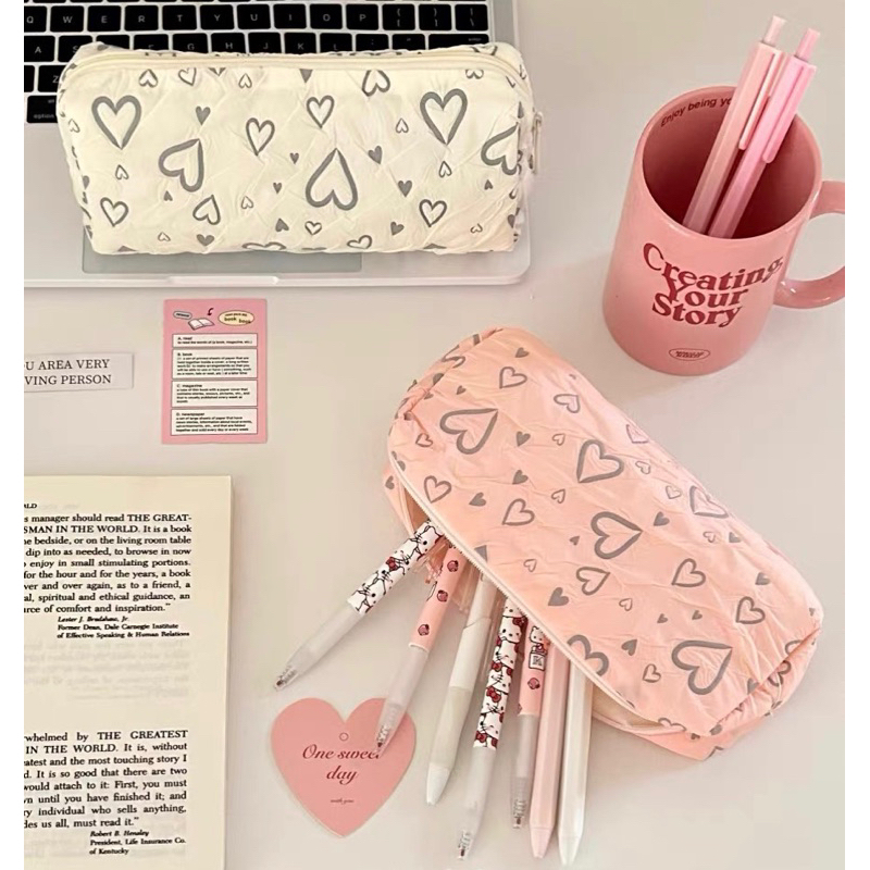 

LITTLE DAISY | WOOBIN Pencil Case Korean Style / Brush Pouch / Skincare Pouch / Kotak Pensil Aesthetic Cotton