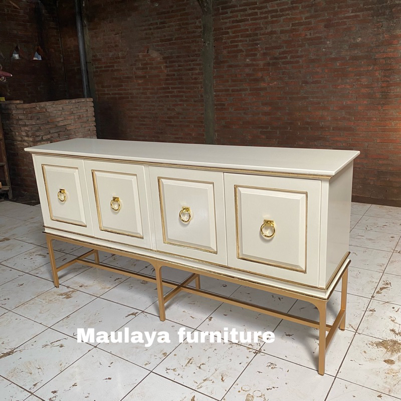 Meja Consul Minimalis Kaki Besi Gold