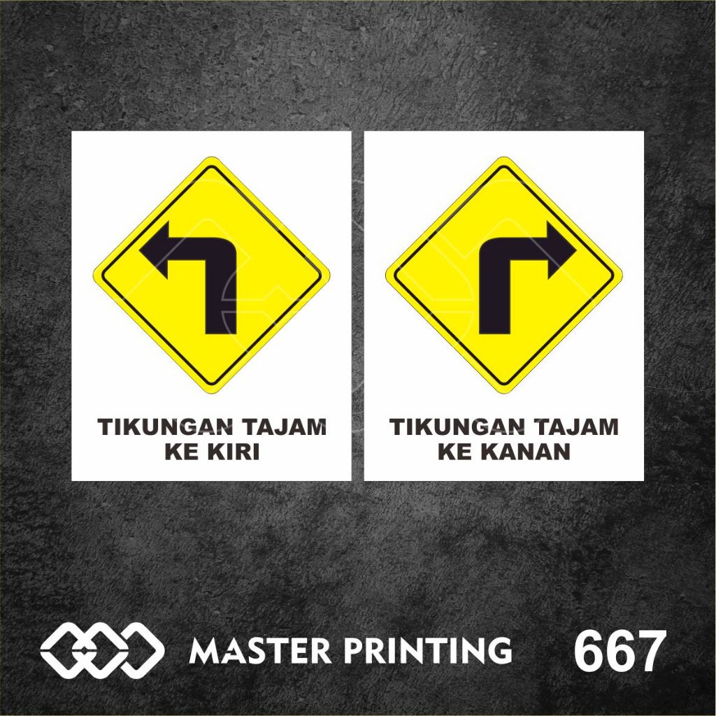 

667 - Stiker Rambu Tikungan Tajam Ke Kiri dan Kanan, Sticker Vinyl, Tahan Air, Termurah, Bisa Custom