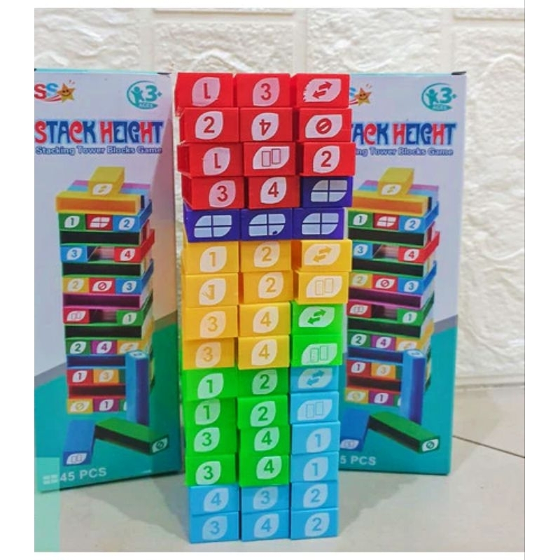 Mainan Anak Stacko Balok Susun Height Board Games Family Fun Toy