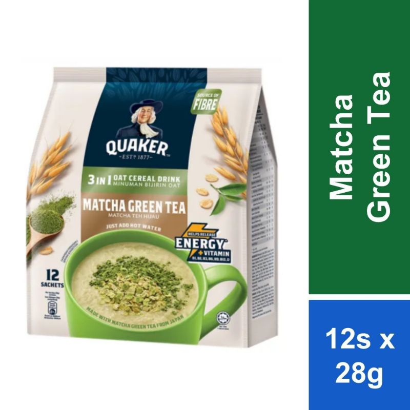 

QUAKER 3in1 Matcha Green Tea Oat Sereal Malaysia (28g x 12 sachet)