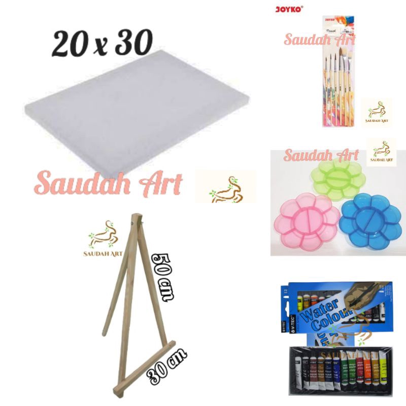 

MURAH MERIAH Paket Lukis Lengkap kanvas 2x3kuaspaletcat air 6mleasel 3x5