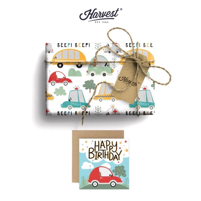 

HEBOH Paket Kertas Kado Kartu Ucapan Harvest Wrap Kit Playground Car
