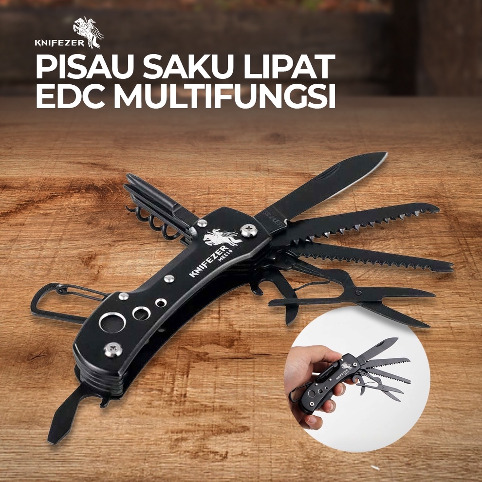 KODE C85H KNIFEZER Pisau Saku Lipat Camping Pocket Knife Survival Tool EDC Multifungsi 14 in 1  MKE1